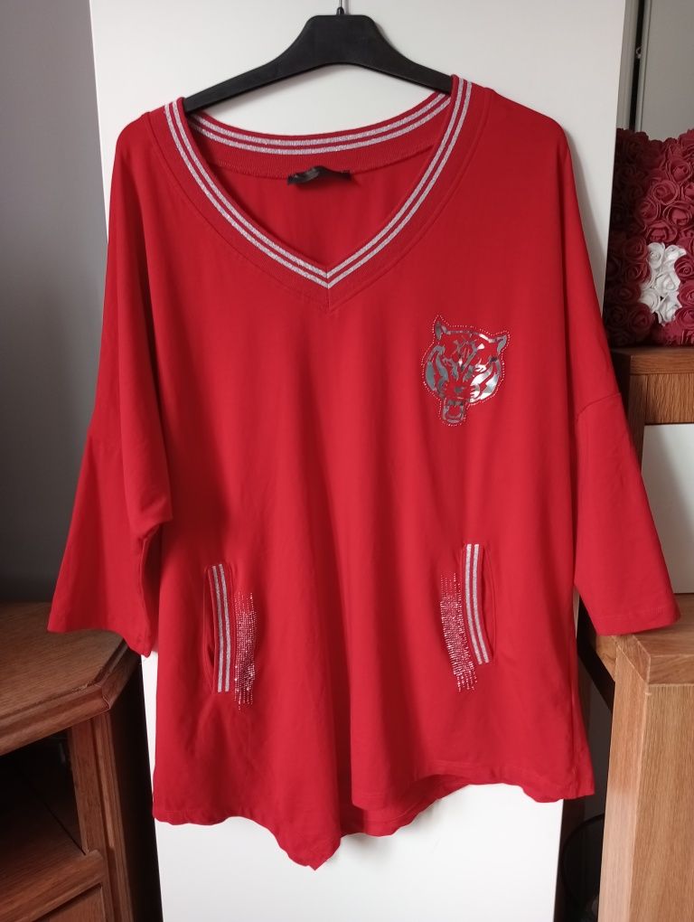 Świetna czerwona bluzka oversize plus size 2XL/3XL