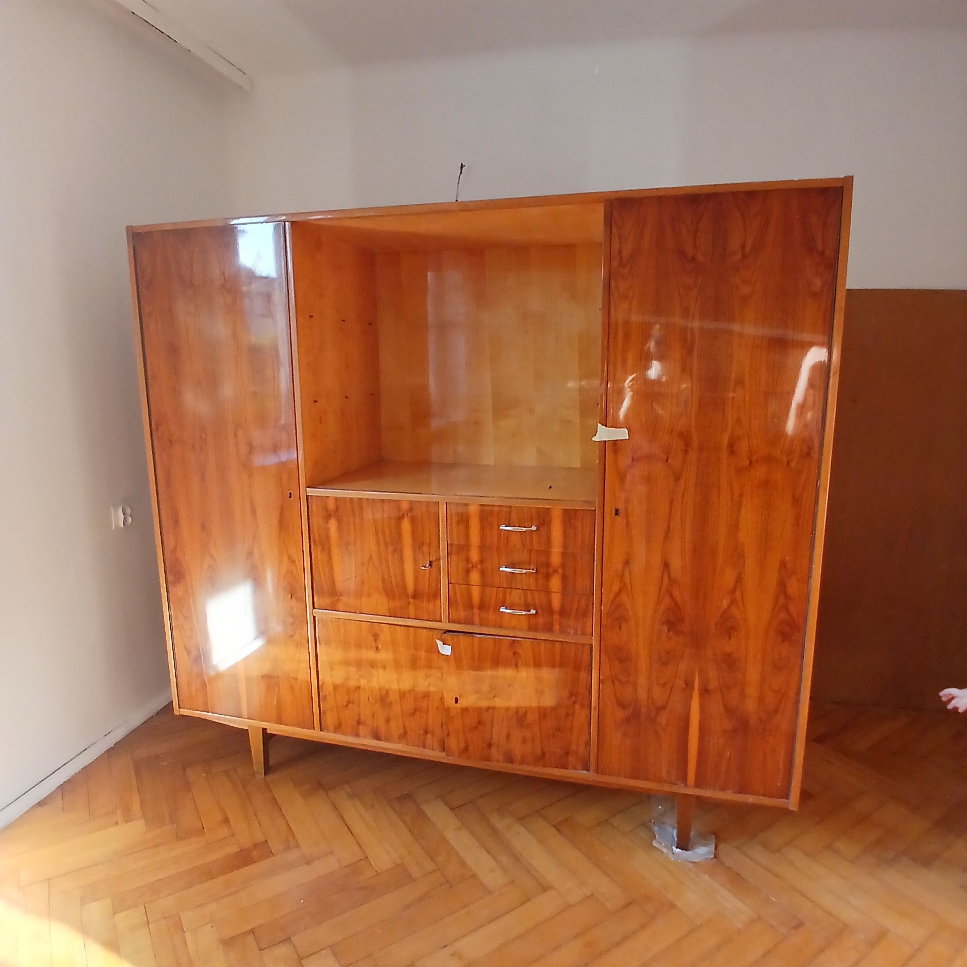 3 Meble prl biblioteczka regał kredens wysoki połysk