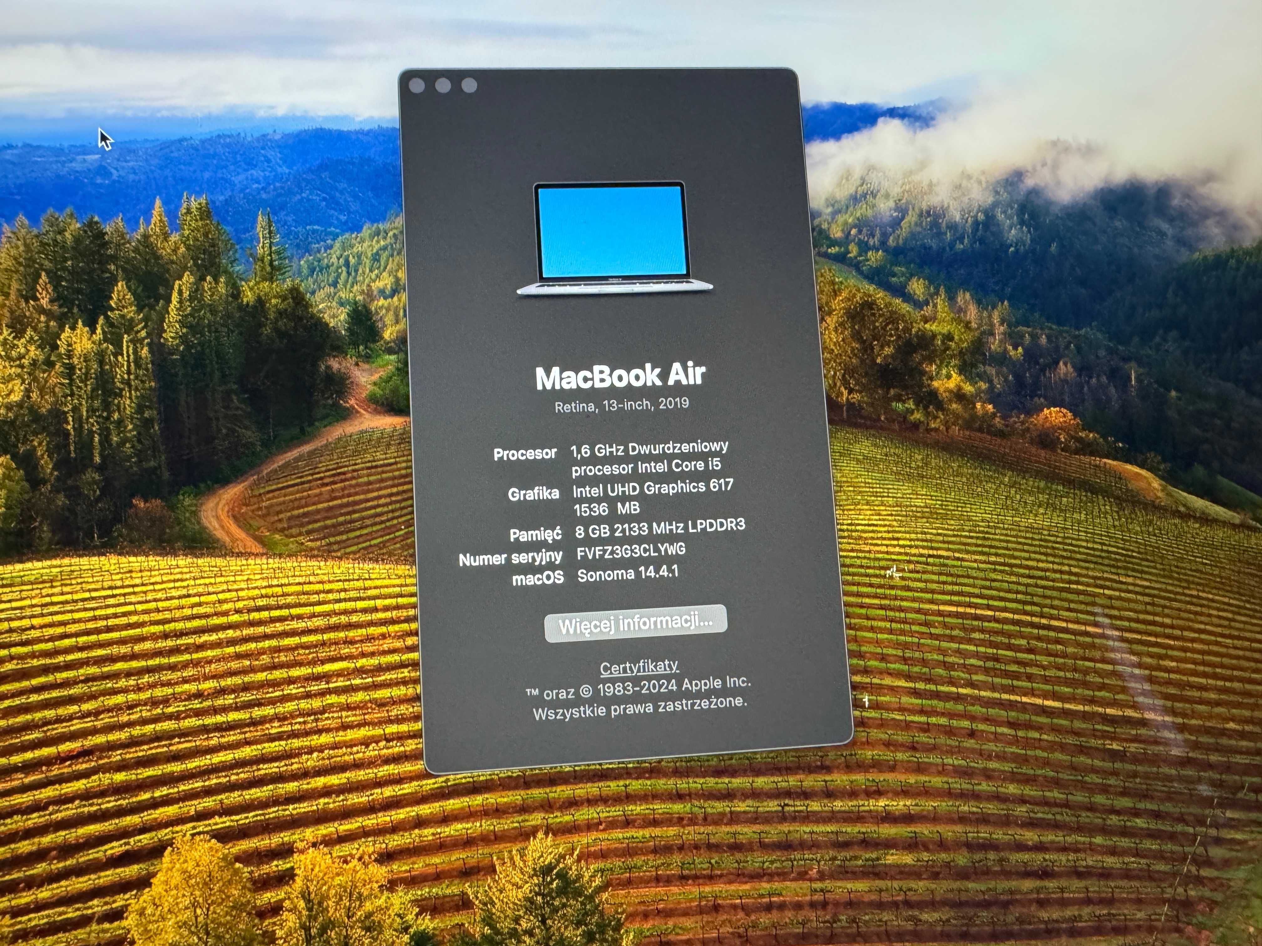 Macbook Air 2019 A1932 Intel I5/8GB ram/128GB SSD