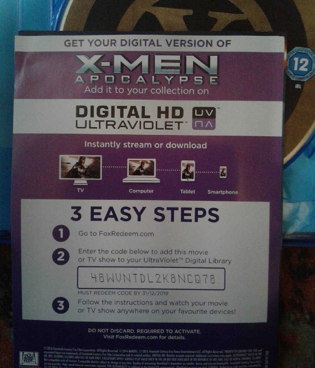 Bluray disc. X-man Apocalypse!