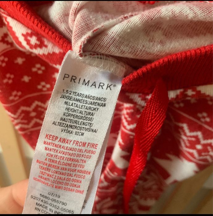 Swiateczny komplet pidzama Primark 92