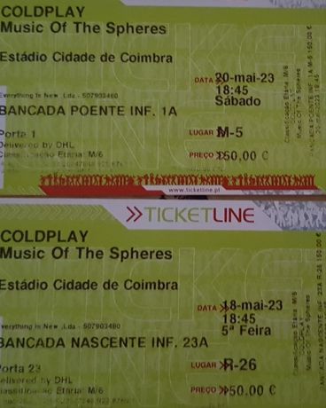 Troca de bilhetes Coldplay