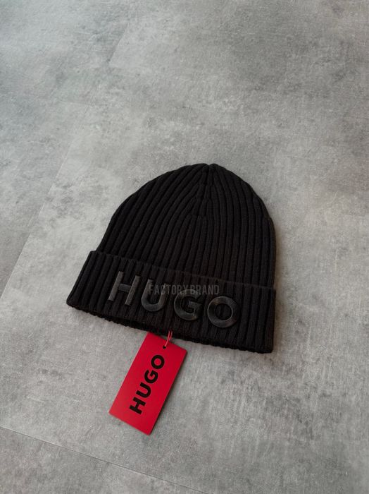 Шапка жіноча чоловіча унісекс Hugo чорна оригінал