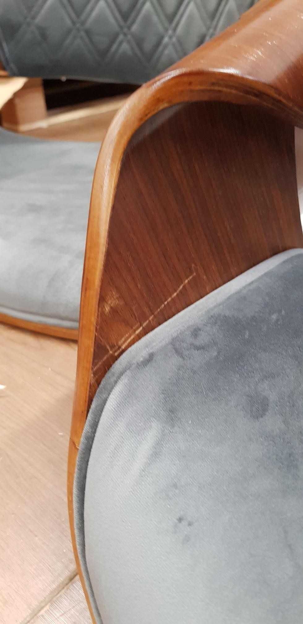 Krzesło gięte drewno orzech i szary welur OUTLET ostatnie sztuki A1