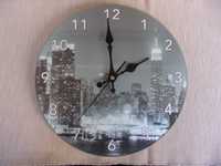 Zegar ścienny szklany z widokiem na Nowy Jork średnic 30 cm