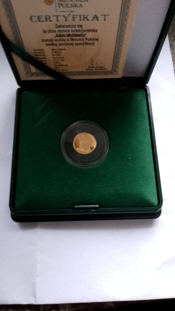 Złota moneta 2 dolary Mickiewicz