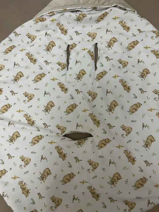 Otulacz do fotelika bawelniany velvet bajkowe wnętrza beżowy