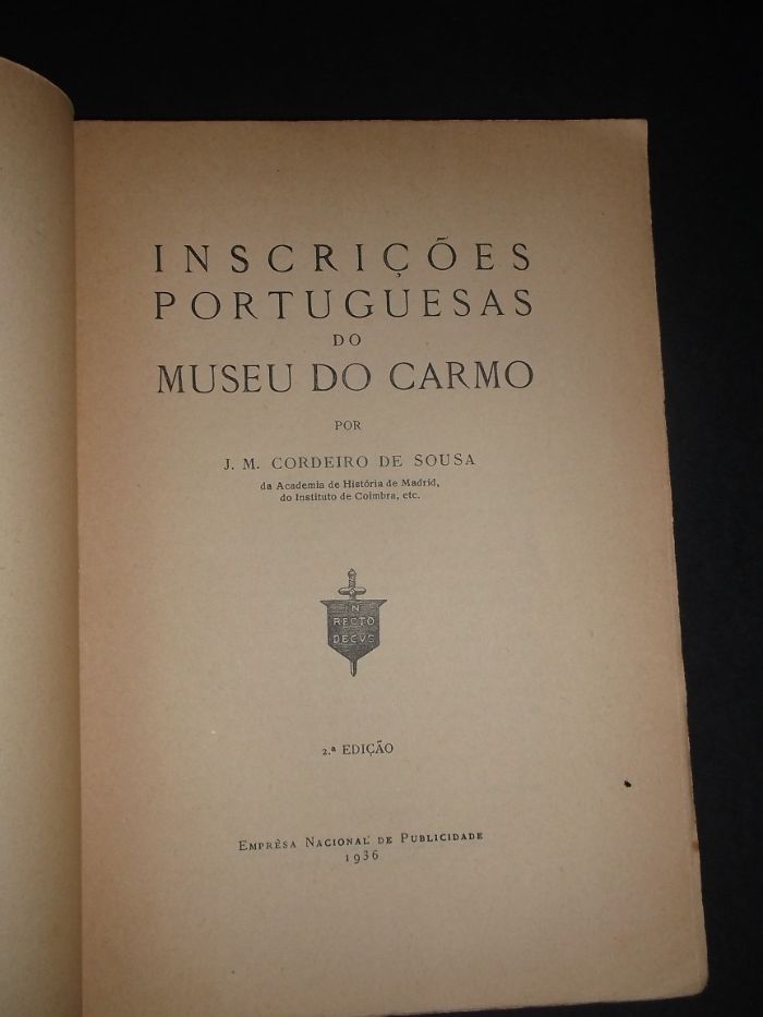 Sousa (J.M.Cordeiro);Inscrições Portuguesas do Museu do Carmo