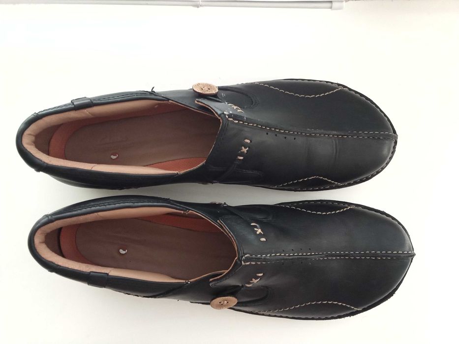Clarks - кожаные, ортопедические туфли, мокасины, р. 41 - 27 см