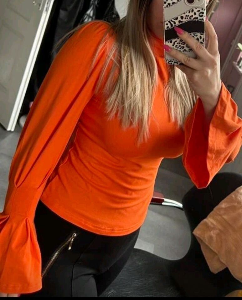Elegancka bluzka pomarańczowa polgolf L