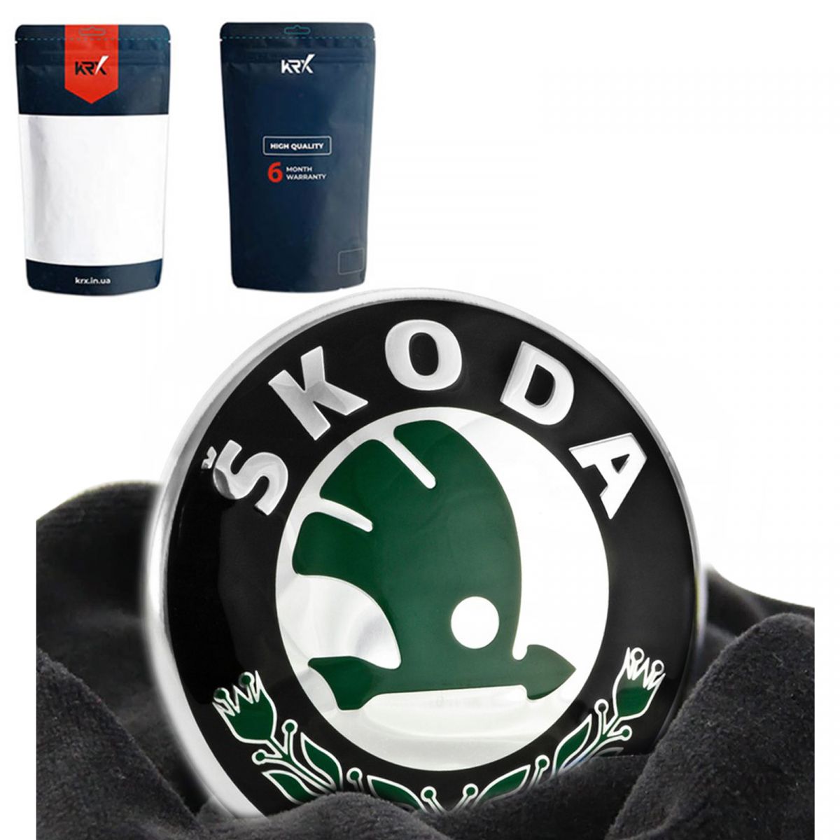 Емблема Skoda Octavia Tour A5 Fabia Rapid на капот зелена велика