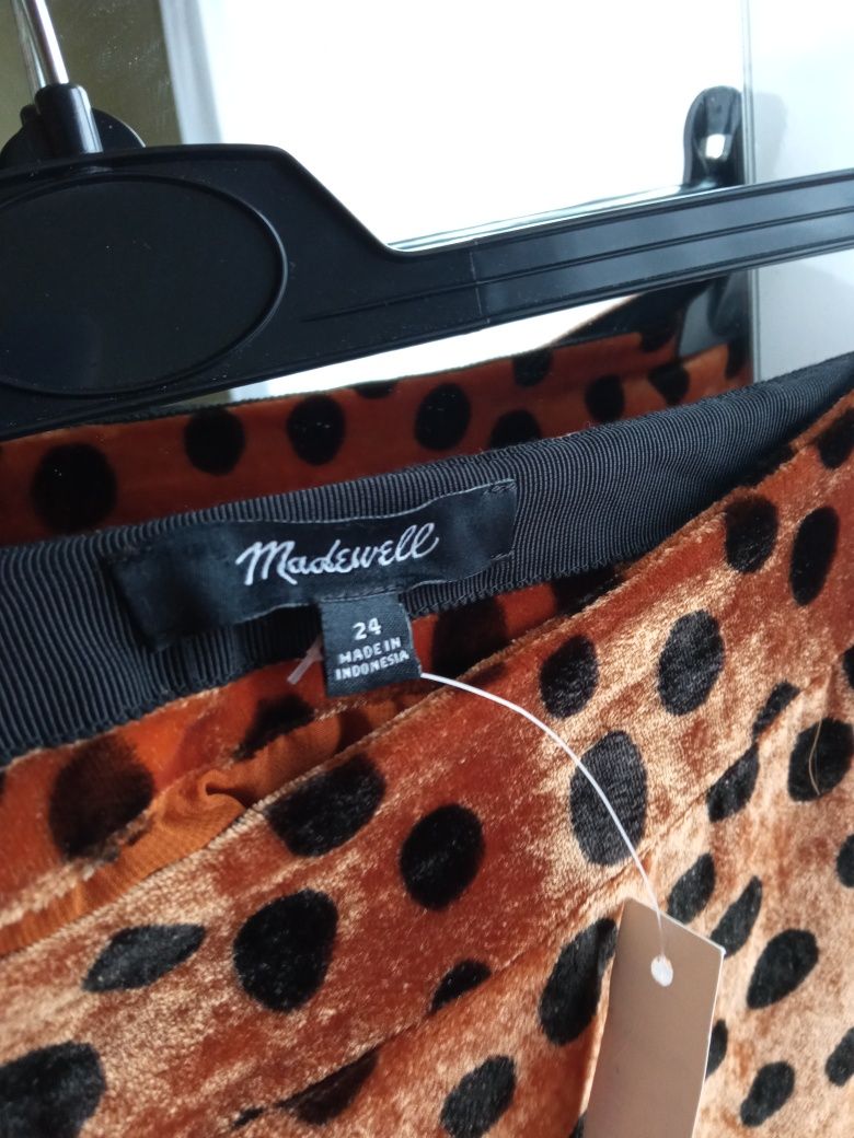 Madewell nowa spódnica spódniczka w groszki zamszowa welurowa 52