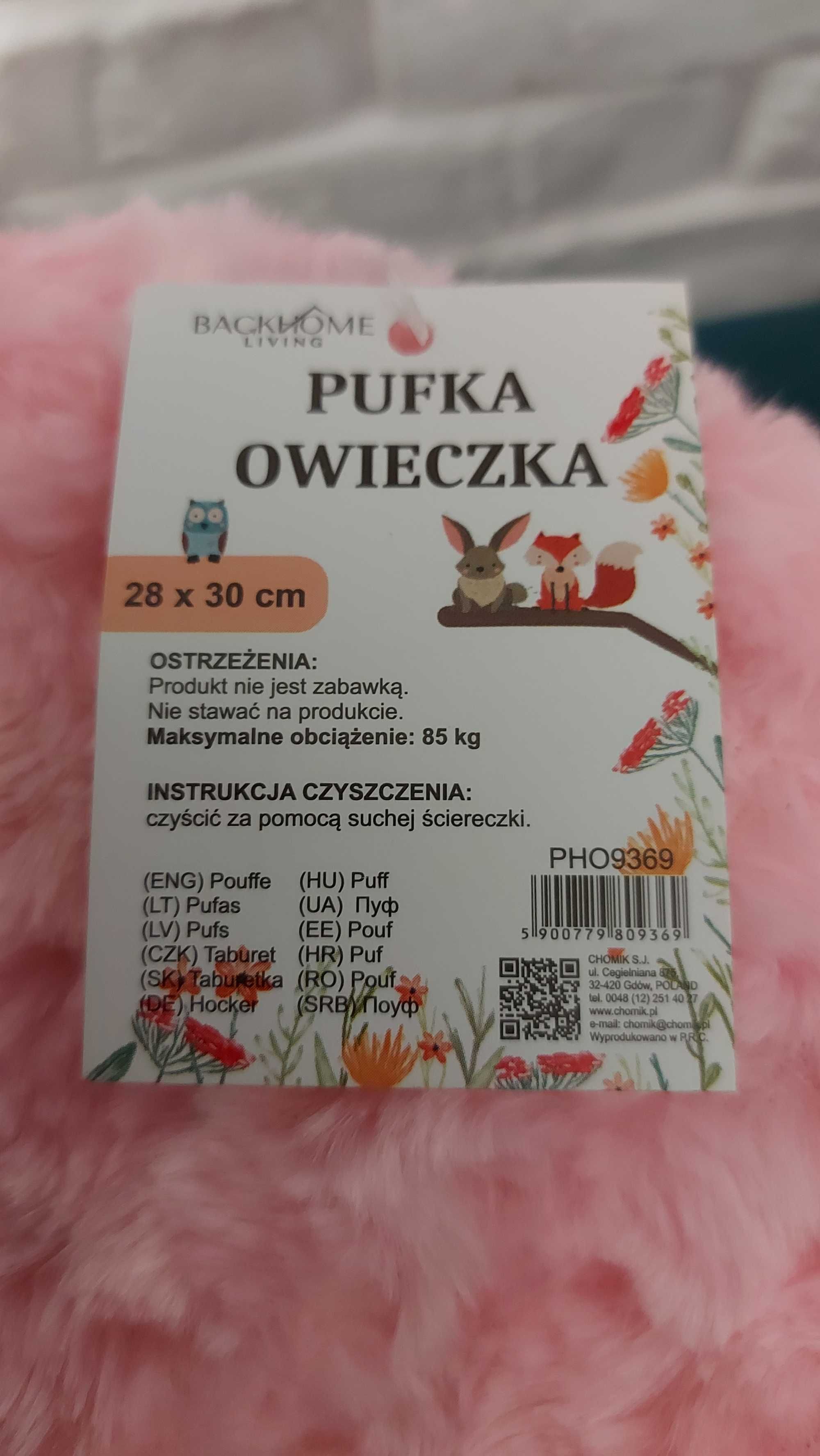 2 Pufki baranek różowa i czerwona