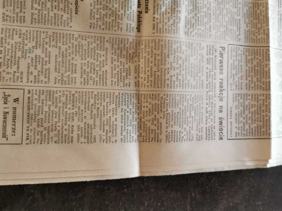 Życie Warszawy z 14 maja 1981 roku o zamachu na Jana Pawła II UNIKAT
