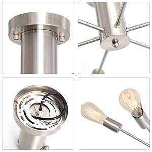 Lampa Sufitowa Vintage E27, 6-ramienna, Srebrny Nikiel Ø 56 cm