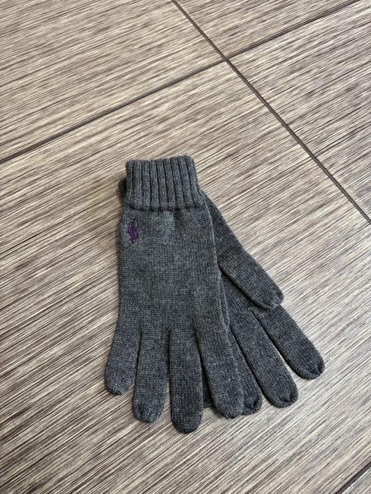 Чоловічі сірі рукавички з мериносової вовни polo ralph lauren