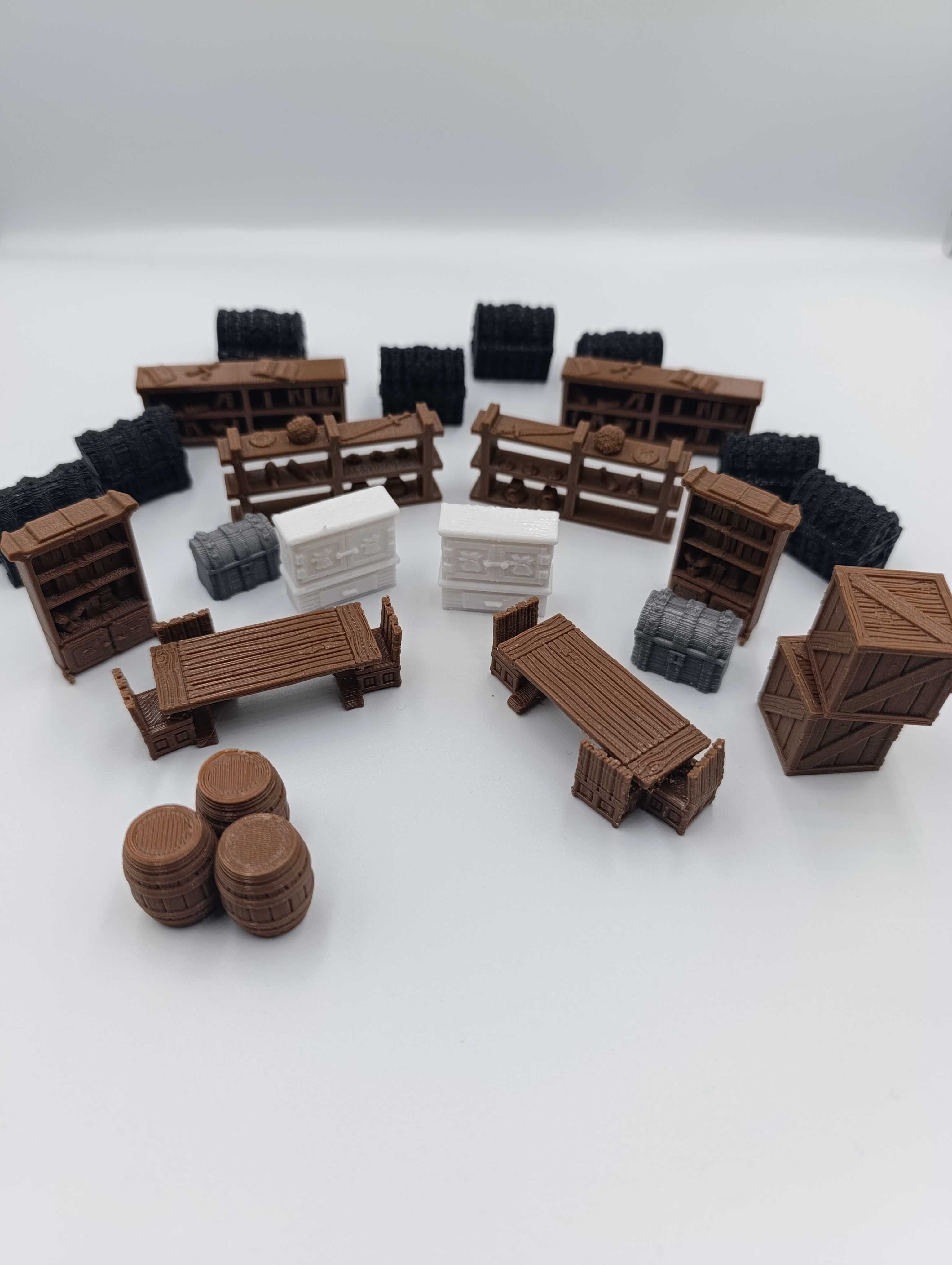 Pakiet mebli do Gloomhaven / RPG 25szt teren do gier 3d terrain