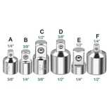 6 Adaptadores 1/4, 3/8, 1/2 - Ler descrição
