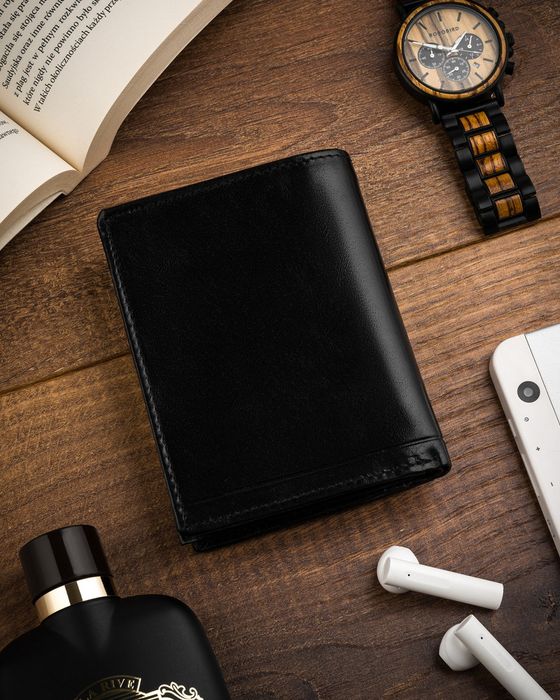 duży, skórzany portfel męski bez zapięcia - rovicky