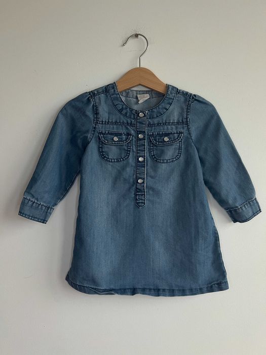 H&M koszula tunika dziewczęca niemowlęca niebieska bawełna jeansowa 80