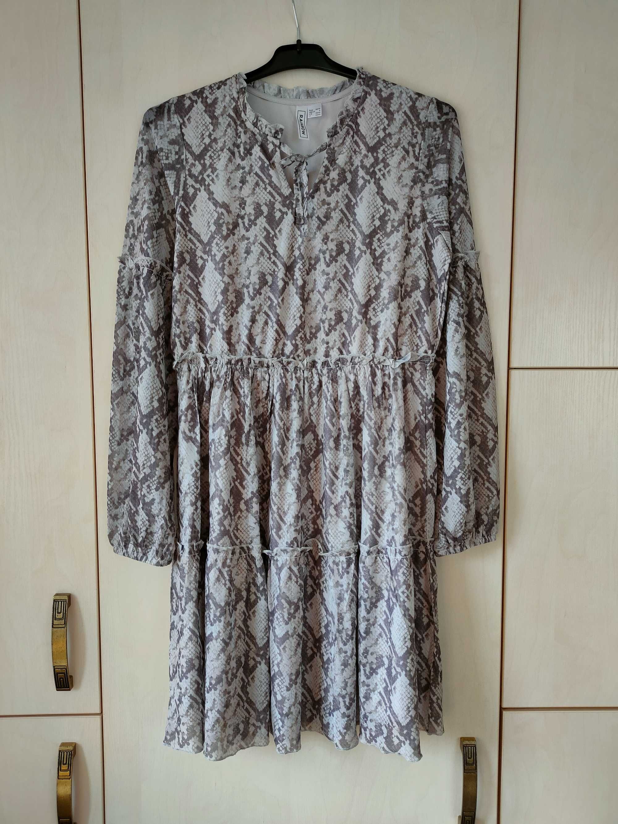 NOWA, beżowa, szyfonowa sukienka r. 36/38, Bodyflirt (Bonprix)