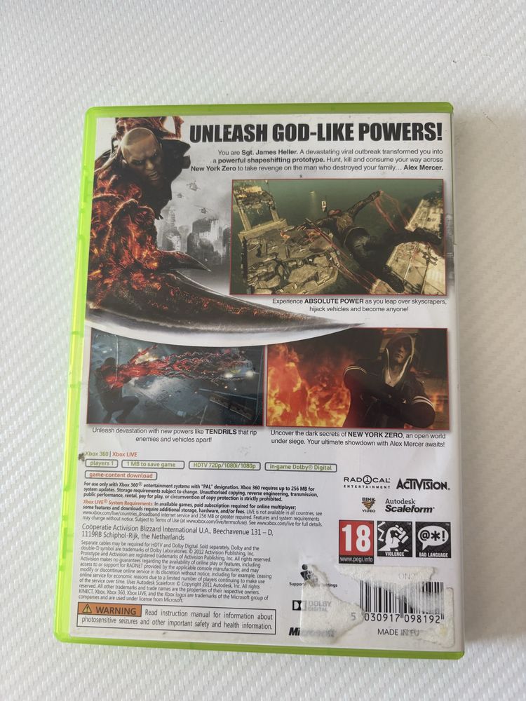 Gra prototype 2 xbox 360 stan idelany