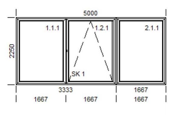 Suwanka PSK 5000x2250, Okno przesuwne, Orzech, Szyby hartowane