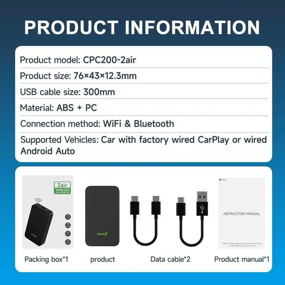 CarlinKit 5.0 2air адаптер для бездротового Android Auto Apple CarPlay