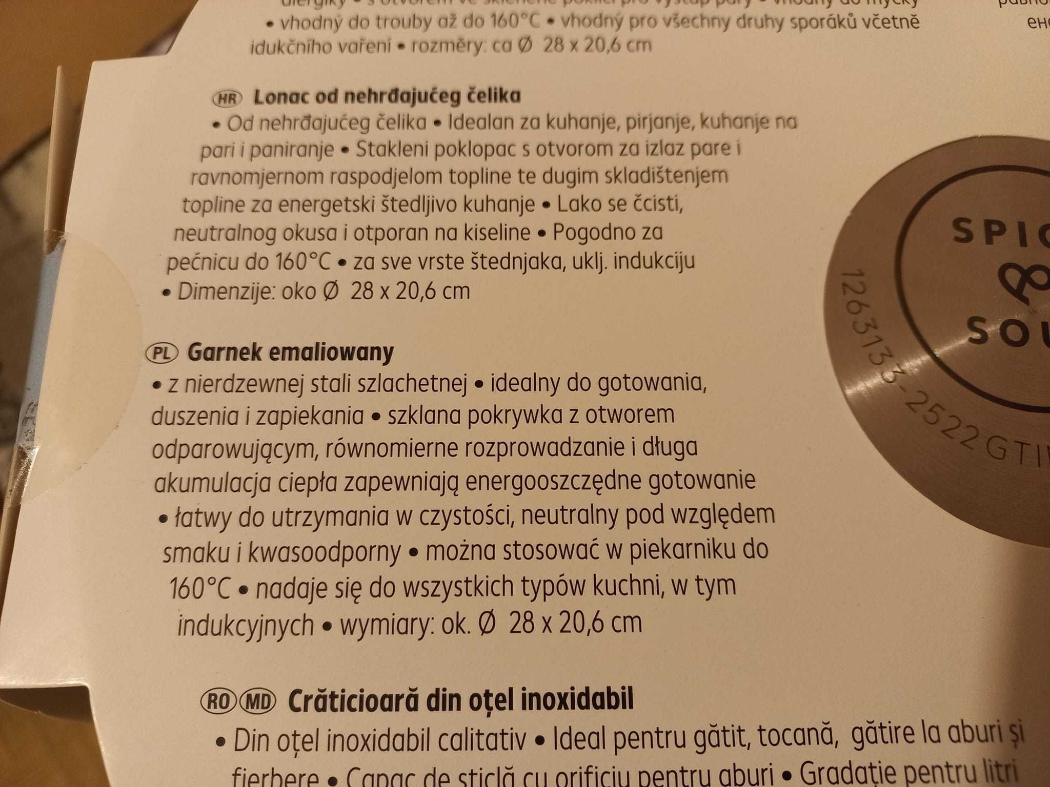 NOWY Garnek 12 litrów ze stali nierdzewnej z pokrywką firmy Spice&Soul