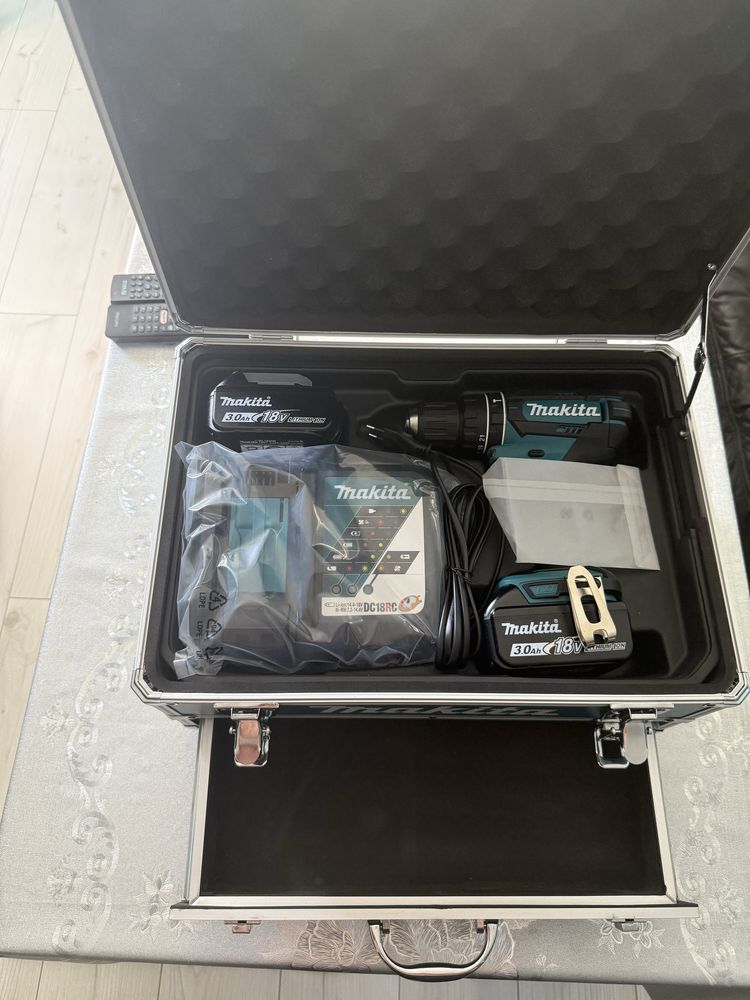 Makita DHP482RF3J 18V – Wkrętarko-wiertarka udarowa – Zestaw