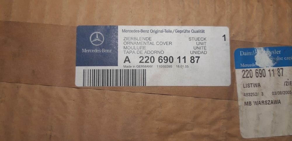 MERCEDES W220 nakładka dekor tylnych drzwi