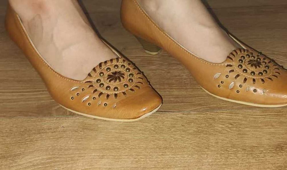 czółenka 37  beż/jasny brąz*wiosna-jesień TRENDY OXYGEN*