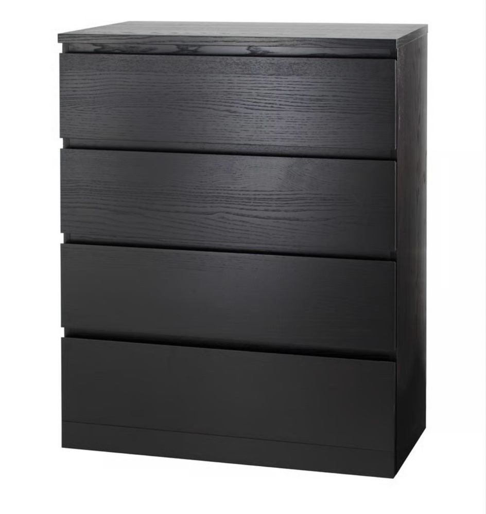 Komoda IKEA MALM, 4 szuflady, czarnobrązowa – stan bardzo dobry