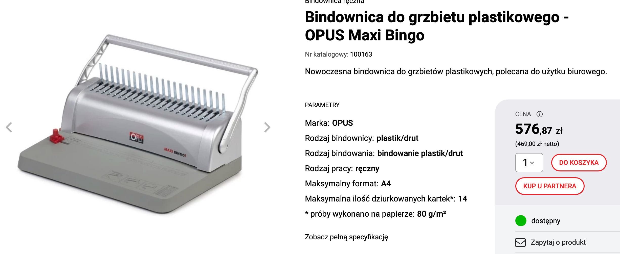 Nowoczesna bindownica Opus MaxiBingo