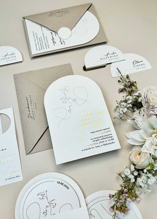 Zaproszenia ślubne nowoczesne Line próbka