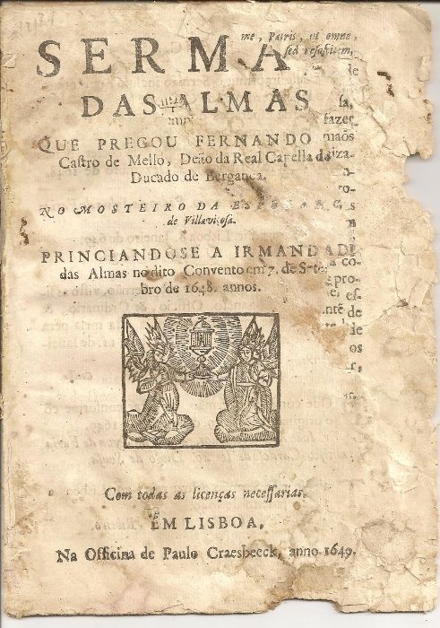 Livro Sermão das Almas Sec XVII ano 1649