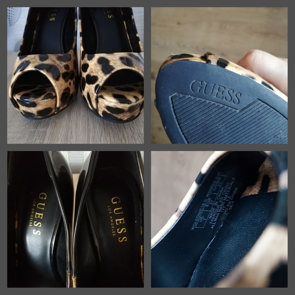 Nowe szpilki Guess, buty na obcasie Guess, szpilki panterkowe, r. 37