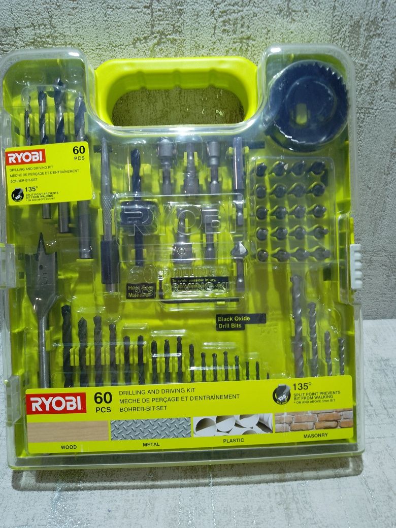 Набор свёрл и бит Ryobi RAKDD60, 60 предметов.