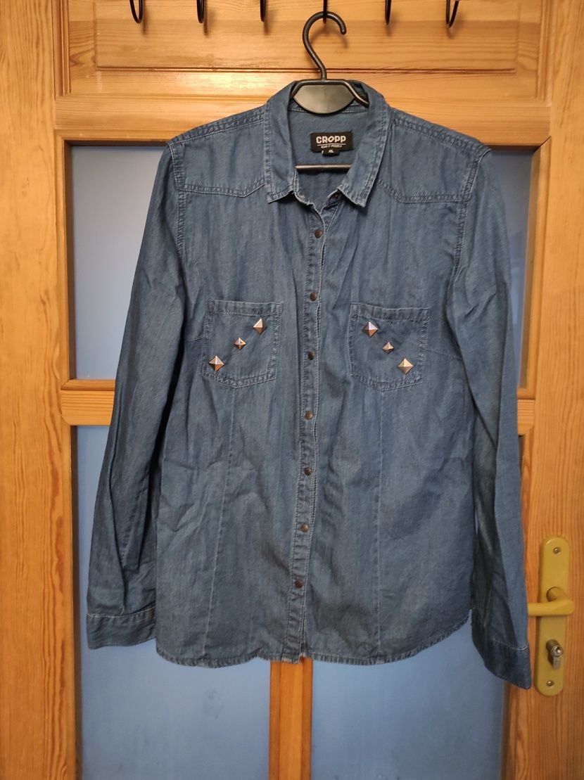 Koszula jeansowa Cropp XL oversize granatowa