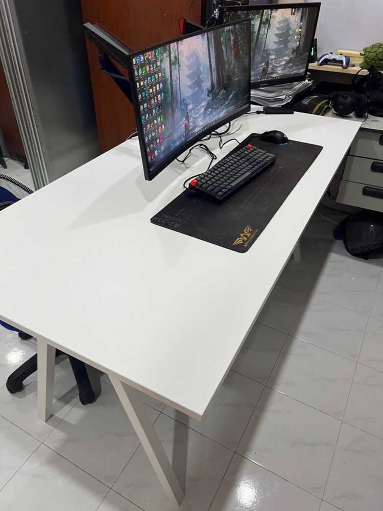 Secretária Ikea Trotten Branca Branco 160x80