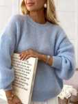 Sweter hand made, wełniany, kid moher, lekki, oversize S/M/L