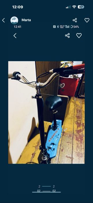 Hulajnoga Elektryczna - E-SCOOTER, niebieska z siedzeniem, dla dziecka