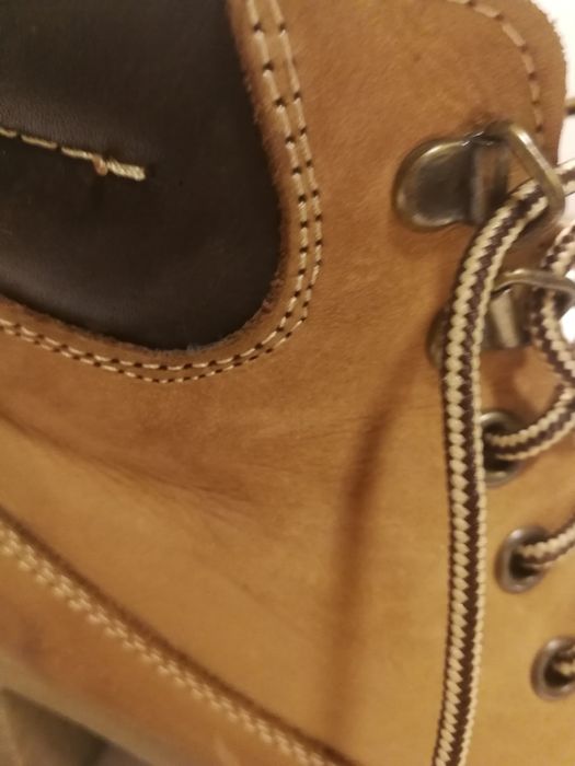 Miodowe skórzane trapery botki Lasocki na obcasie rozmiar 38