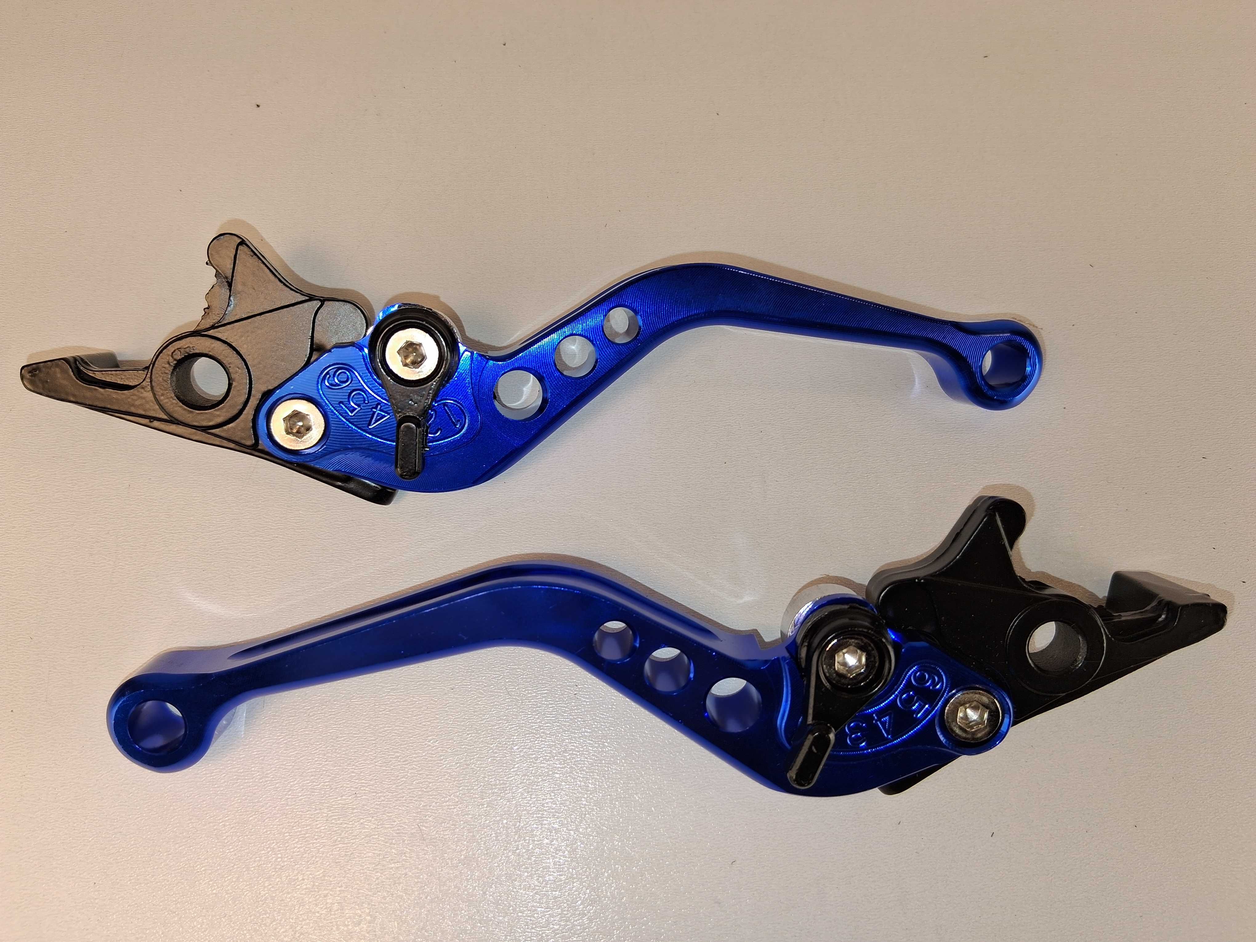 E019 Regulowane Dźwignie Hamulca Sprzęgła Niebieskie Motocykl 2 Sztuki