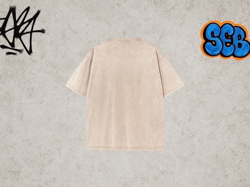Koszulka męska M beżowa gothic y2k streetwear skrzydła alternatywna