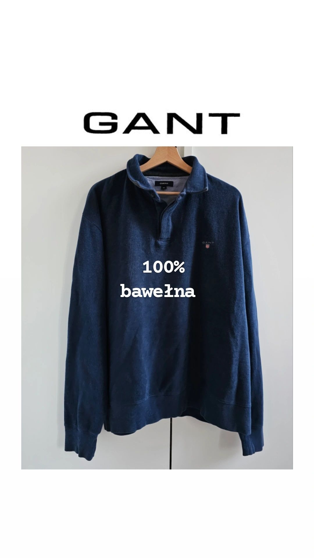 Gant męski sweter 3XL granatowa bluza polo XXXL