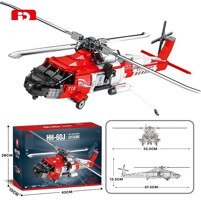 Zestaw Klocków KONSTRUKCYJNYCH TECHNICZNYCH Helikopter HH-60J 1137el.