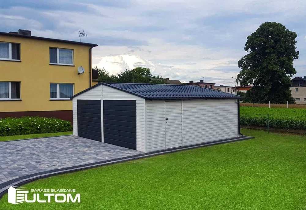 Garaż blaszany blaszak 8x8 akrylowy drewnopodobny PREMIUM