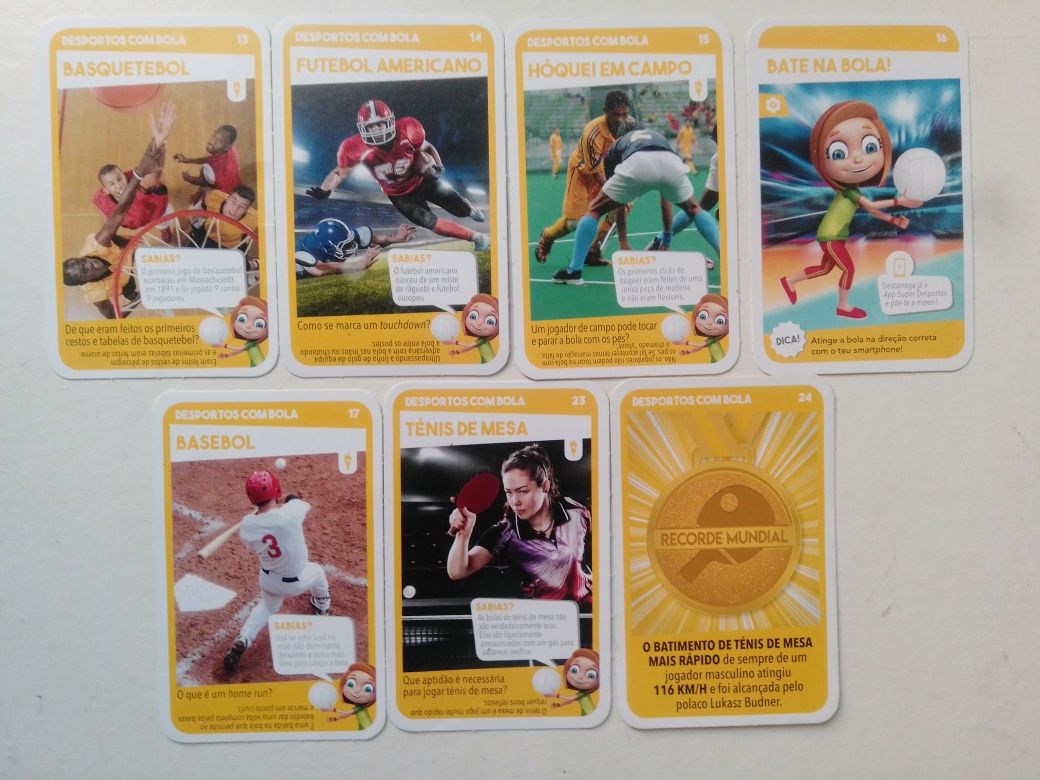 Cartas Super animais e Desportos.