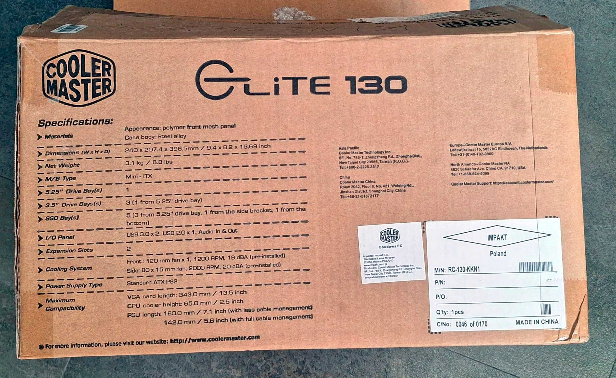 Cooler Master Elite 130 mini ITX (343 mm karta grafiki)